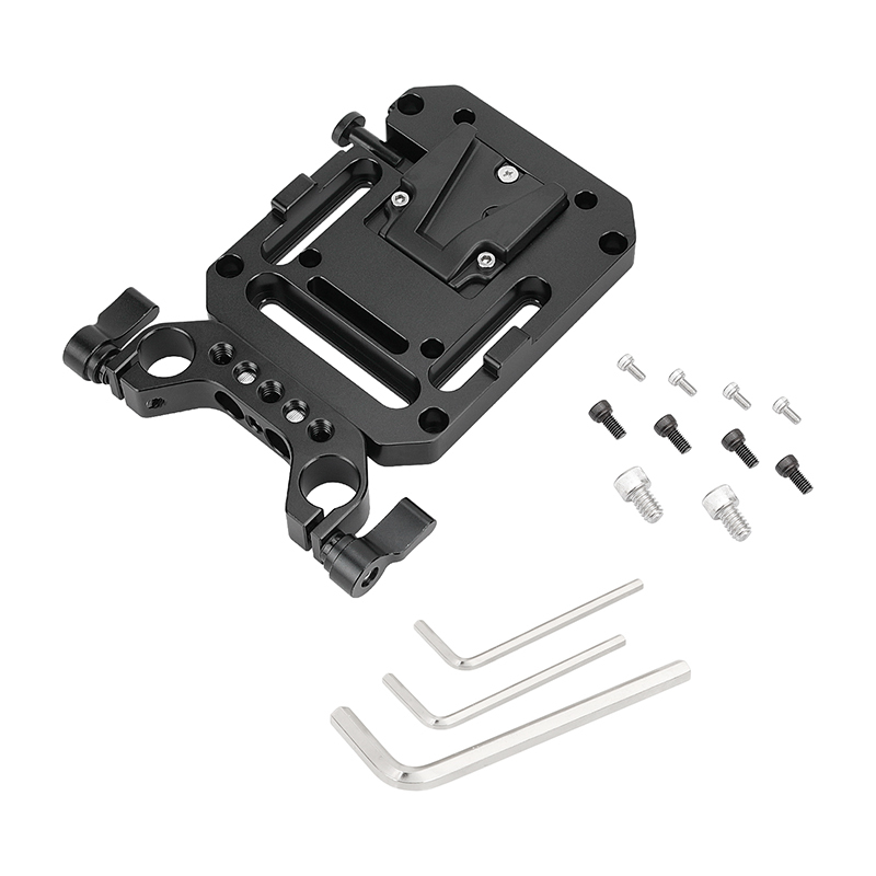 CAMVATE Mini V Lock Mount Female Adapter With VESA Mount 75×75mm & 15mm Railblock Rod Clamp For DSLR Camera Battery