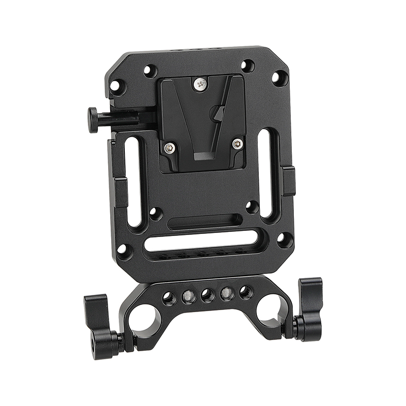 CAMVATE Mini V Lock Mount Female Adapter With VESA Mount 75×75mm & 15mm Railblock Rod Clamp For DSLR Camera Battery