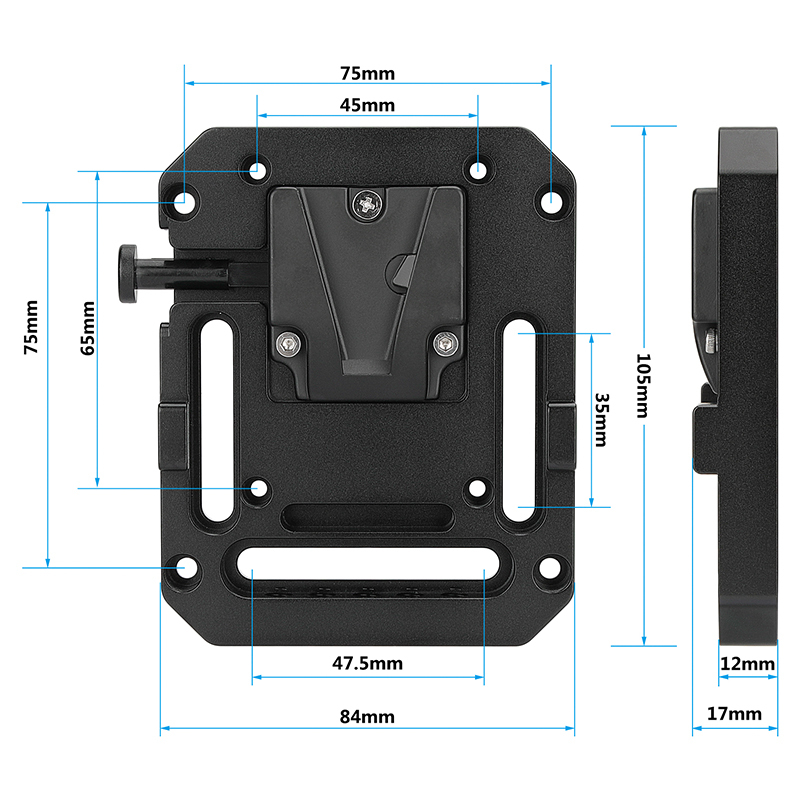 CAMVATE Mini V Lock Female Mount With VESA Mount 75×75mm & 19mm Rod Clamp Railblock For DSLR Camera Battery Power Supply