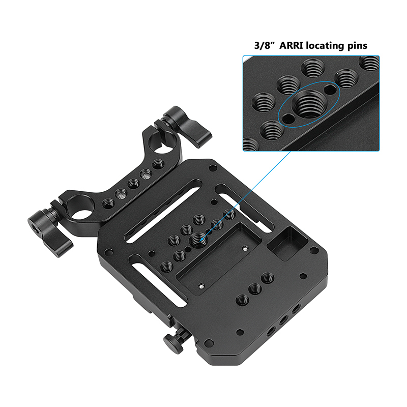 CAMVATE Mini V Lock Mount Female Adapter With VESA Mount 75×75mm & 15mm Railblock Rod Clamp For DSLR Camera Battery