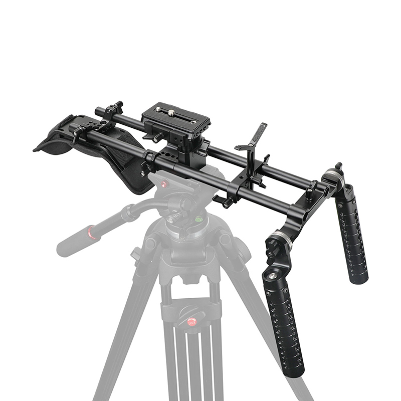 CAMVATE Handheld Shoulder Mount Rig With Manfrotto Quick Release Baseplate & Dual ARRI Rosette Aluminum Cheese Handgrip