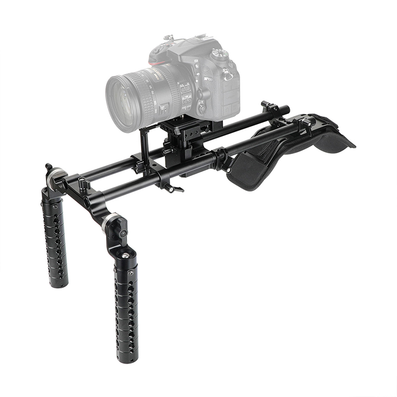 CAMVATE Handheld Shoulder Mount Rig With Manfrotto Quick Release Baseplate & Dual ARRI Rosette Aluminum Cheese Handgrip