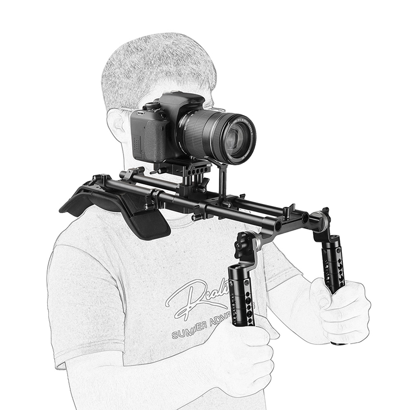 CAMVATE Handheld Shoulder Mount Rig With Manfrotto Quick Release Baseplate & Dual ARRI Rosette Aluminum Cheese Handgrip