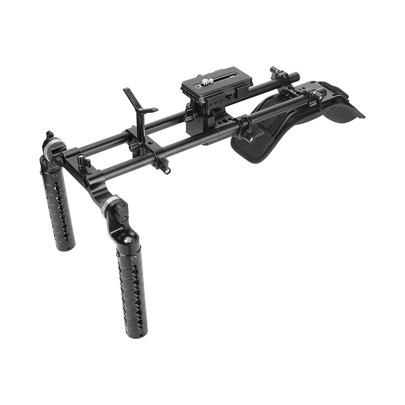 CAMVATE Handheld Shoulder Mount Rig With Manfrotto Quick Release Baseplate & Dual ARRI Rosette Aluminum Cheese Handgrip