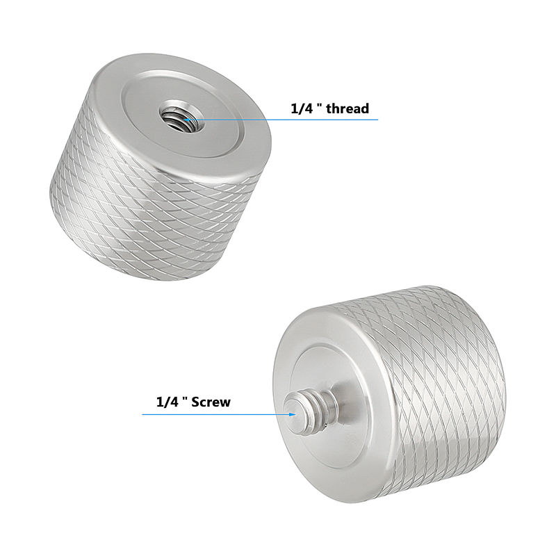 CAMVATE 1/4"-20 Male To 1/4"-20 Female Counterweight Screw Adapters Stainless Steel Made 39.5mm & 28mm Diameter For DSLR Camera Accessories (2 Pieces)