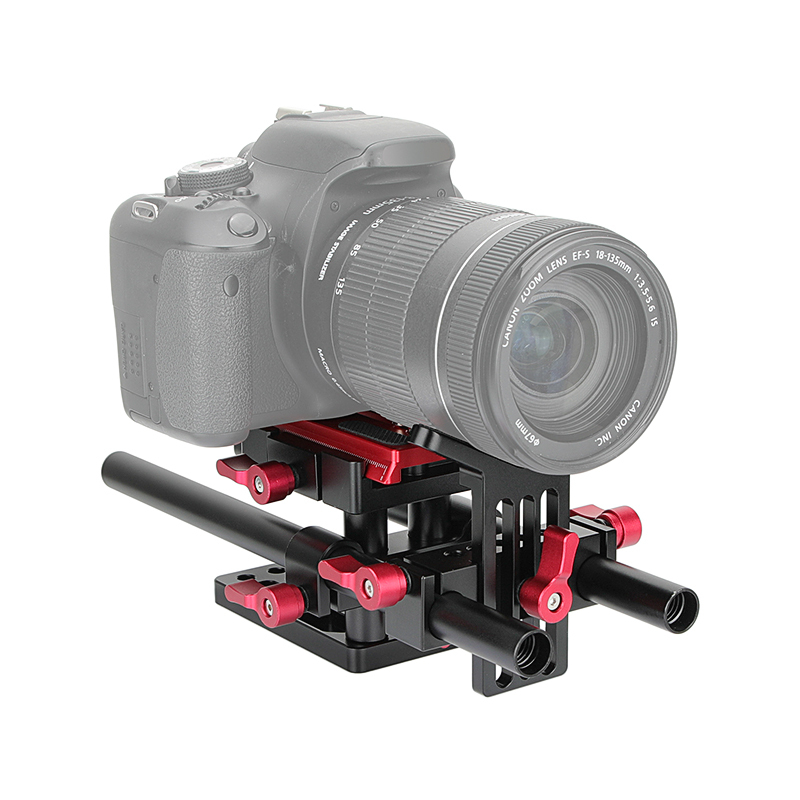 CAMVATE Universal Tripod Mount Support Rig With Manfrotto Quick Release Baseplate & Y Lens Support For DSLR Cameras