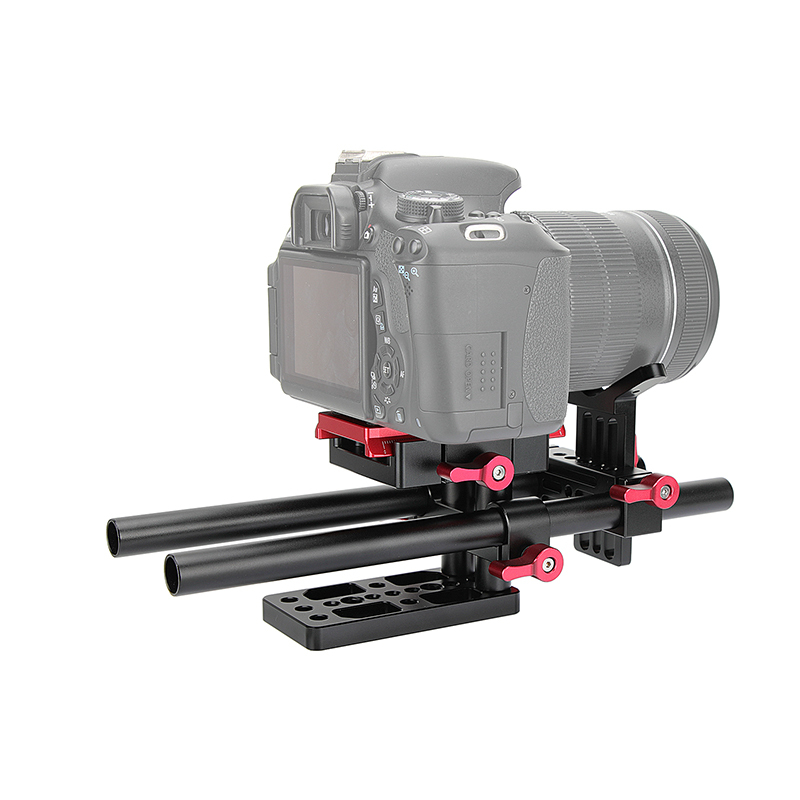 CAMVATE Universal Tripod Mount Support Rig With Manfrotto Quick Release Baseplate & Y Lens Support For DSLR Cameras