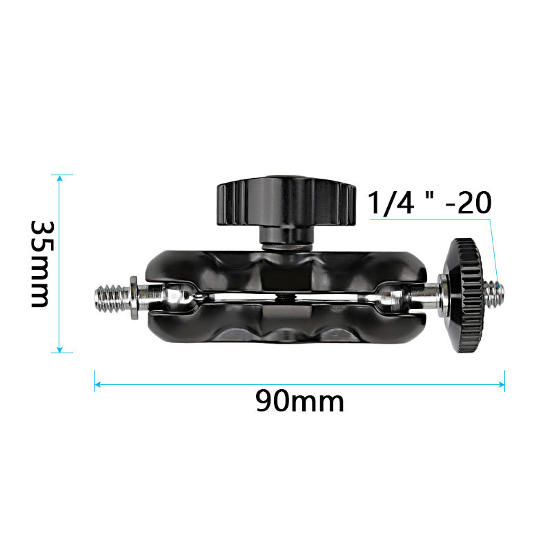 CAMVATE Versatile 1/4"-20 Mini Ball Head Extension Arm Black Knob (2 Pieces)