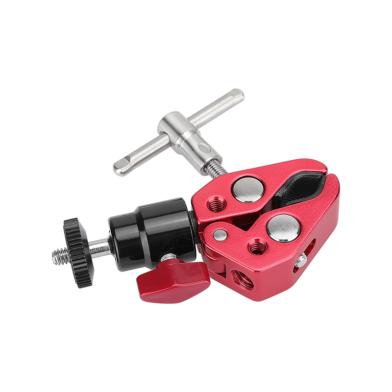 CAMVATE Universal Super Clamp Crab Pliers Clip (Red) With Adjustable 1/4" Ball Head Support Mount For DSLR Camera Studio