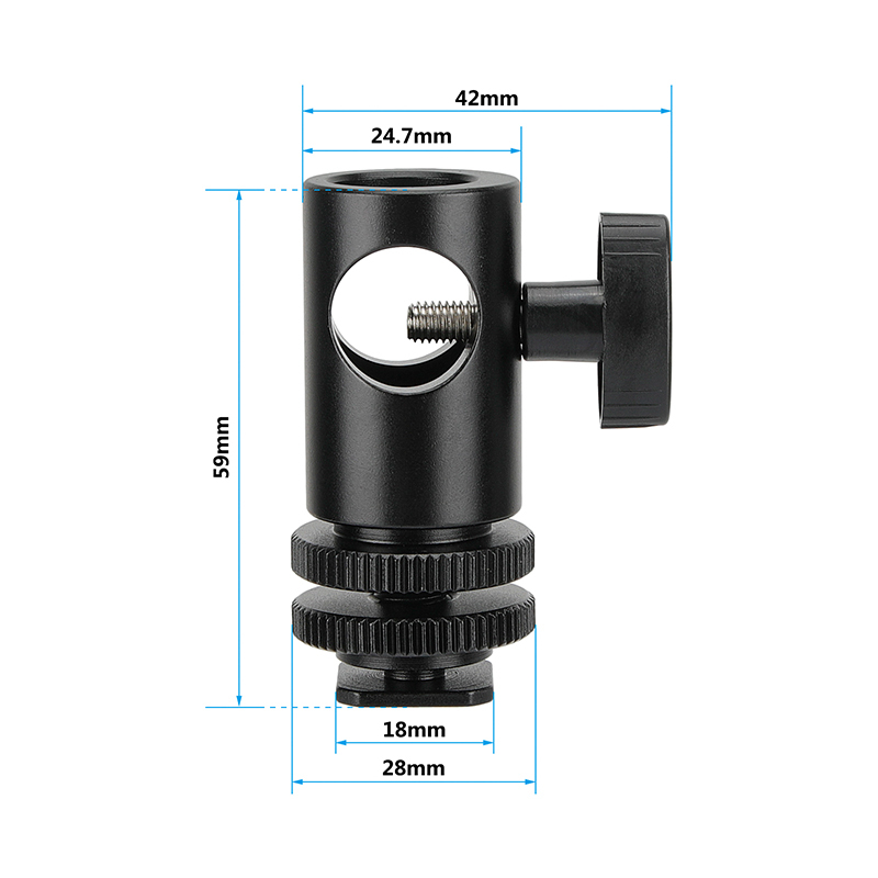 CAMVATE 16mm Light Stand Head With Shoe Mount Adapter And 1/4" 3/8" Lock Nuts