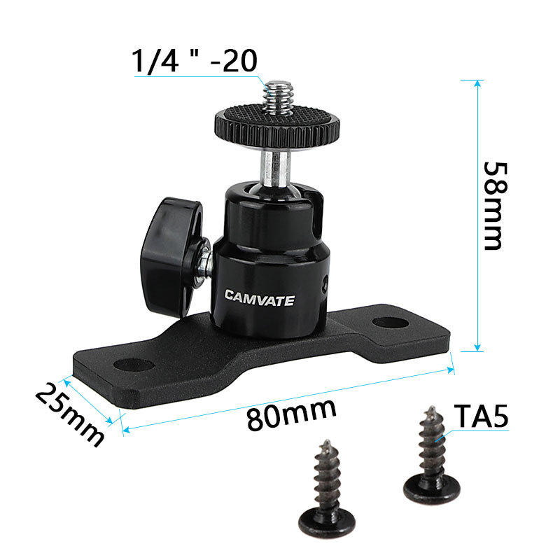 CAMVATE 1/4"-20 Ball Head With Bottom Pedestal Mount For Monitor / Surveillance System Support