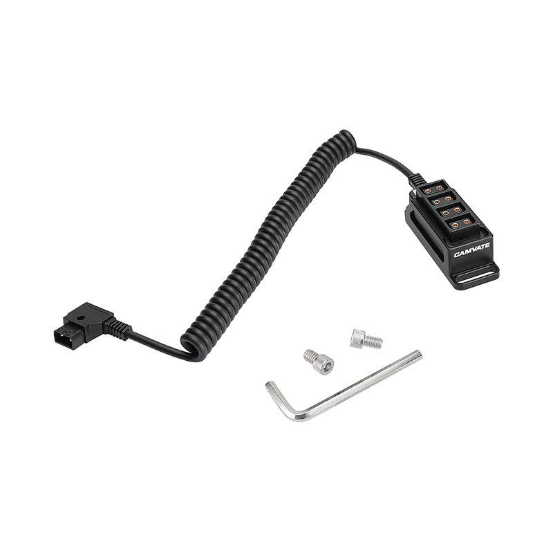 CAMVATE Male D-Tap B Type Power Tap to 4-Port Female D-Tap P-Tap Hub Adapter Splitter With Formfitting Backboard Cheese Plate