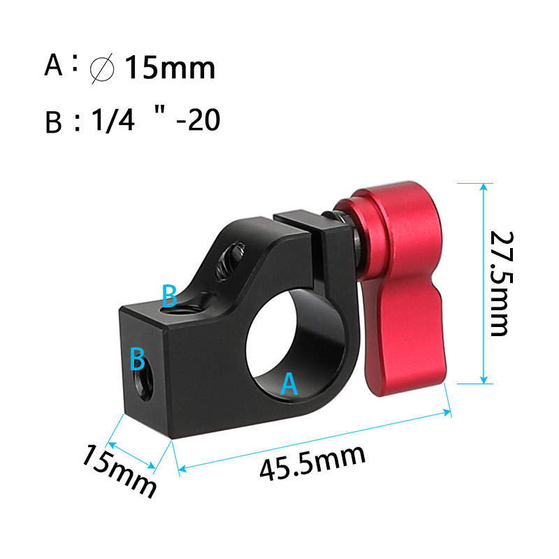 CAMVATE 15mm Rod Clamp (Red, 2-Piece)