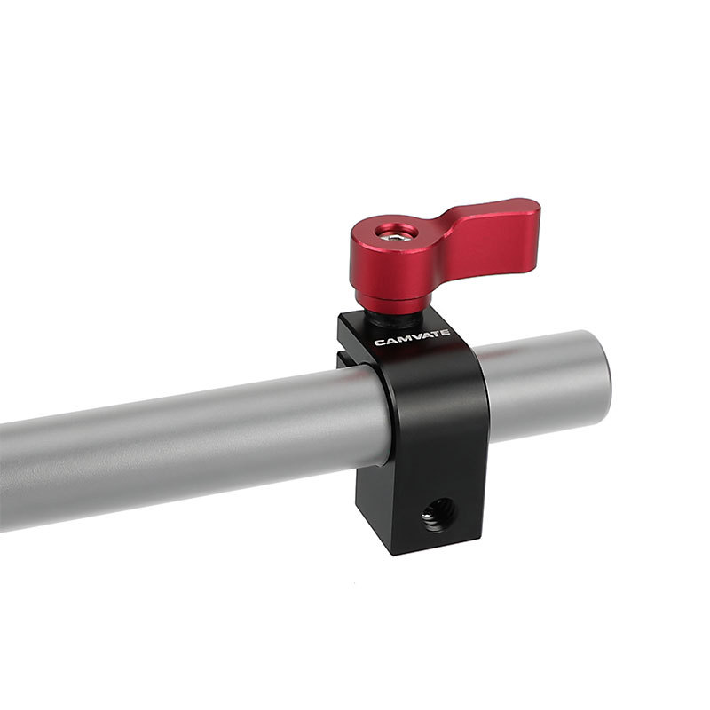 CAMVATE 15mm Rod Clamp (Red, 2-Piece)