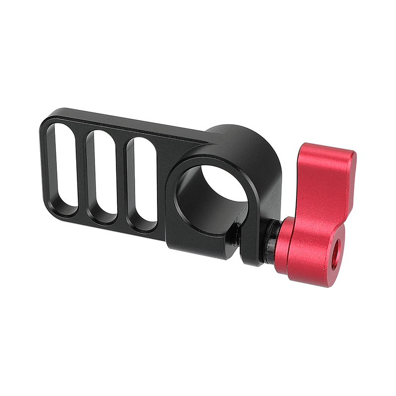 CAMVATE Handy 15mm Single Rod Clamp Adapter Railblock With 1/4"-20 Mounting Grooves (Red Thumbscrew Knob)