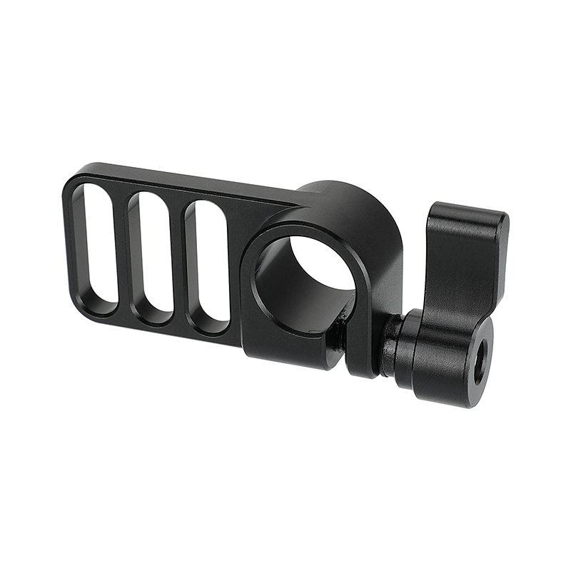 CAMVATE Handy 15mm Single Rod Clamp Adapter Railblock With 1/4"-20 Mounting Grooves (Black Thumbscrew Knob)