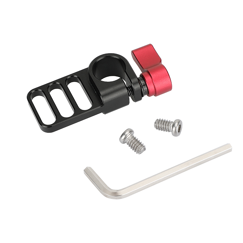 CAMVATE Handy 15mm Single Rod Clamp Adapter Railblock With 1/4"-20 Mounting Grooves (Red Thumbscrew Knob)