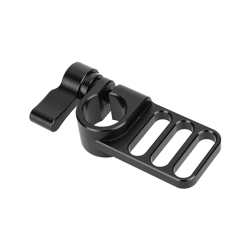 CAMVATE Handy 15mm Single Rod Clamp Adapter Railblock With 1/4"-20 Mounting Grooves (Black Thumbscrew Knob)