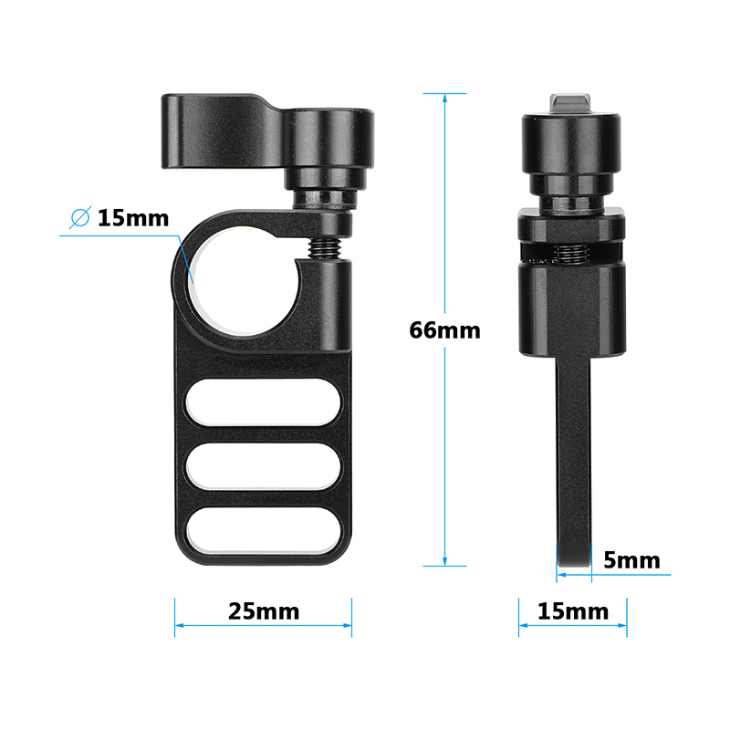 CAMVATE Handy 15mm Single Rod Clamp Adapter Railblock With 1/4"-20 Mounting Grooves (Black Thumbscrew Knob)