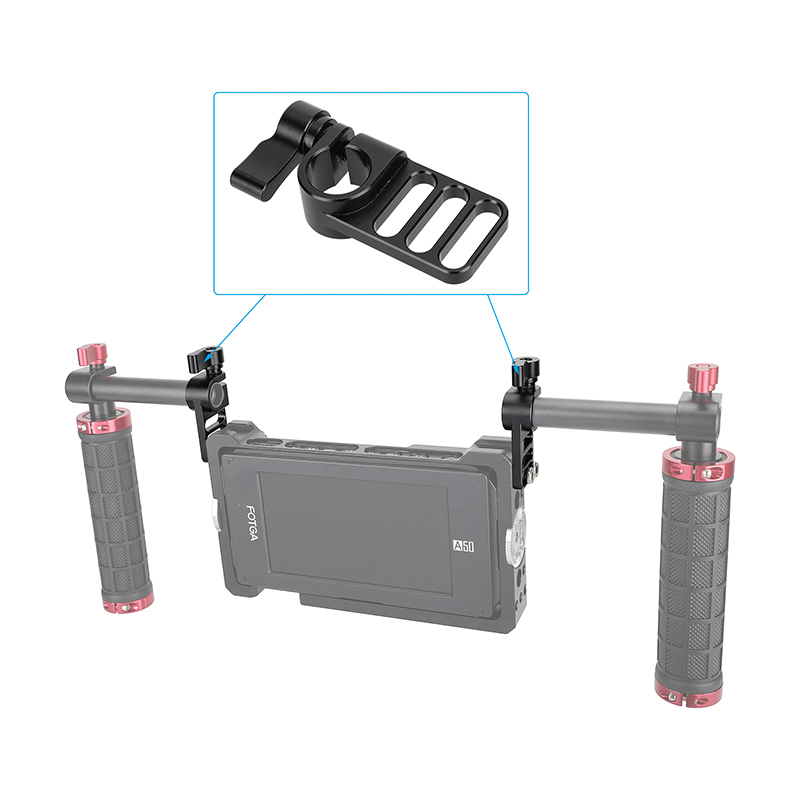 CAMVATE Handy 15mm Single Rod Clamp Adapter Railblock With 1/4"-20 Mounting Grooves (Black Thumbscrew Knob)