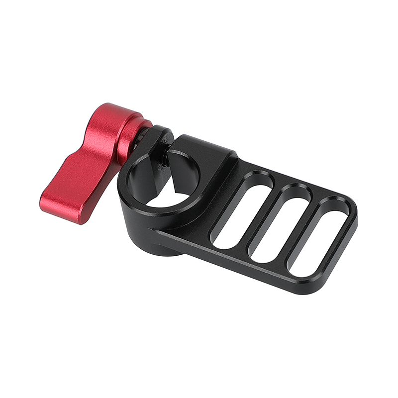 CAMVATE Handy 15mm Single Rod Clamp Adapter Railblock With 1/4"-20 Mounting Grooves (Red Thumbscrew Knob)