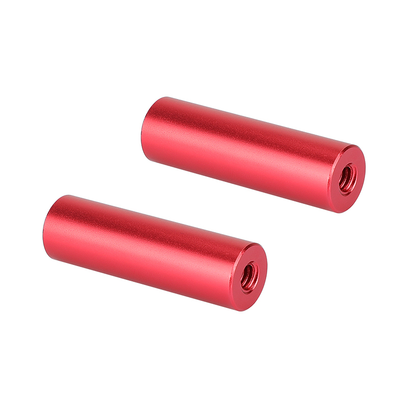CAMVATE 2" 15mm Micro Rod Aluminum Made (Red) With Double-ended 1/4"-20 Female Threads (2 Pieces)