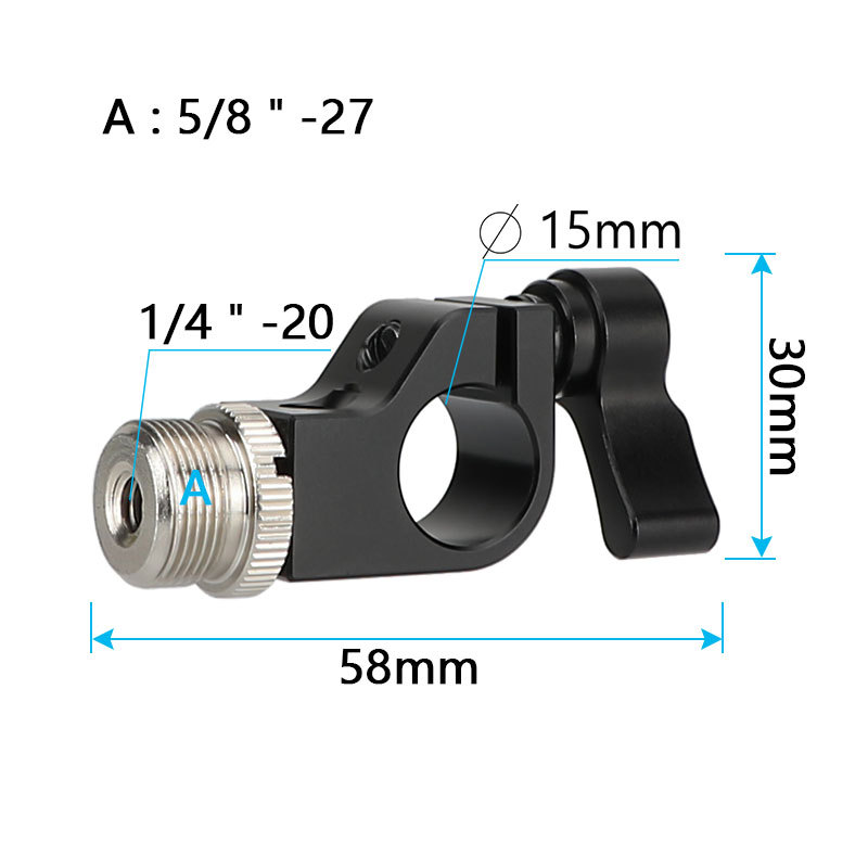 CAMVATE 15mm Rod Clamp With Screw Connectors For Microphone