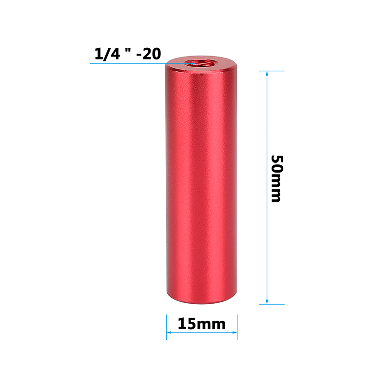 CAMVATE 2" 15mm Micro Rod Aluminum Made (Red) With Double-ended 1/4"-20 Female Threads (2 Pieces)