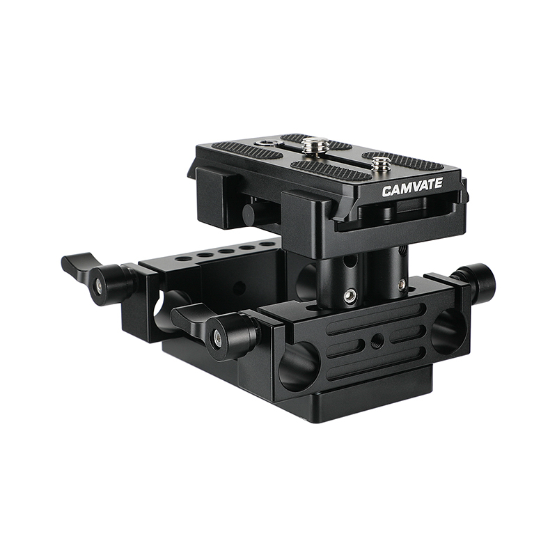CAMVATE Manfrotto Quick Release Plate Connect Adapter With Double 15mm Rod Clamp For DSLR Camera Cage Kit