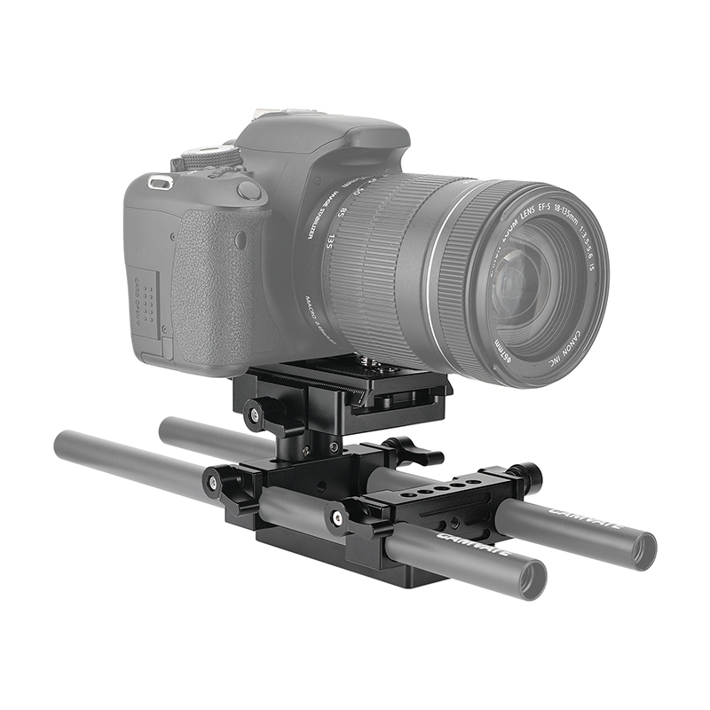 CAMVATE Manfrotto Quick Release Plate Connect Adapter With Double 15mm Rod Clamp For DSLR Camera Cage Kit