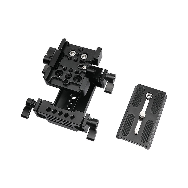 CAMVATE Manfrotto Quick Release Plate Connect Adapter With Double 15mm Rod Clamp For DSLR Camera Cage Kit