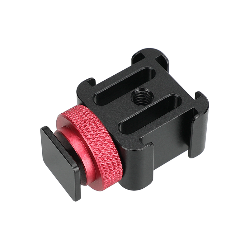 CAMVATE Triple Cold Shoe Bracket 3 Shoe Mounts With 1/4" Thread Holes For LED Video Lights / Monitors / Microphones / Audio Recorder