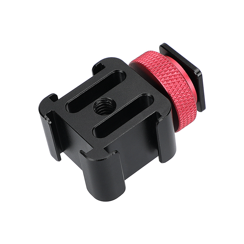 CAMVATE Triple Cold Shoe Bracket 3 Shoe Mounts With 1/4" Thread Holes For LED Video Lights / Monitors / Microphones / Audio Recorder