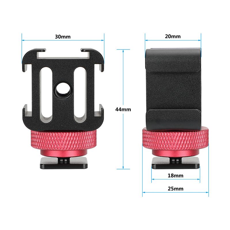 CAMVATE Triple Cold Shoe Bracket 3 Shoe Mounts With 1/4" Thread Holes For LED Video Lights / Monitors / Microphones / Audio Recorder