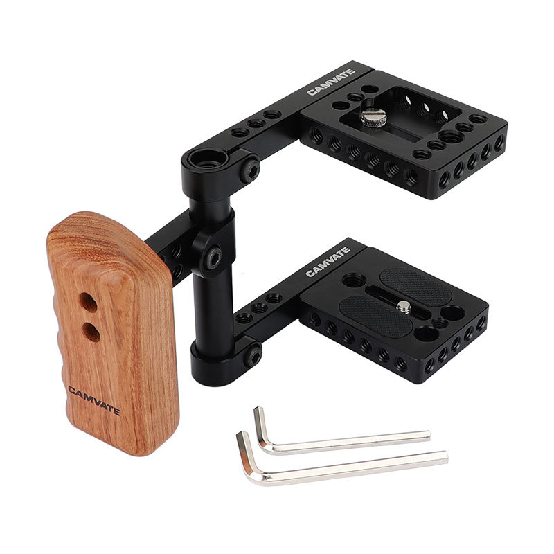 CAMVATE Wood Grip DSLR Rig Baseplate BMPCC Cage Kit for BlackMagic Pocket Cinema Camera