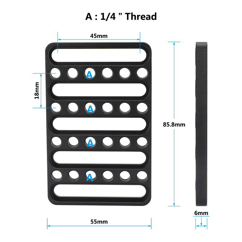 CAMVATE Universal Cheese Plate Camera Mounting Plate With 1/4"-20 Mounting Points For DSLR Camera cage DIY Configuration