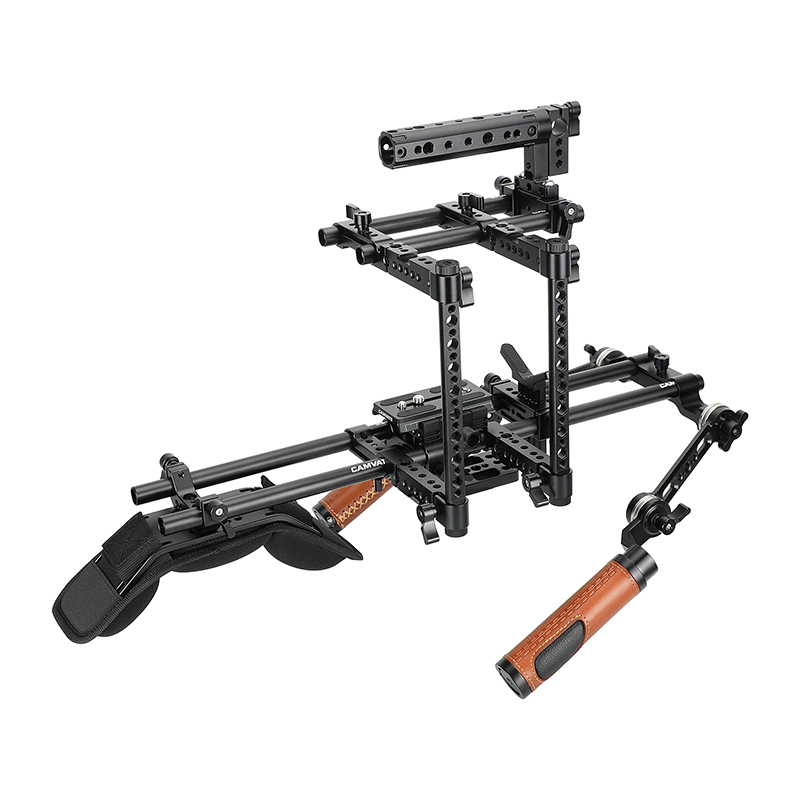 CAMVATE Professional Shoulder Mount Rig Full-equipped With Adjustable Half Cage Manfrotto Quick Release Plate And ARRI Rosette Handgrips