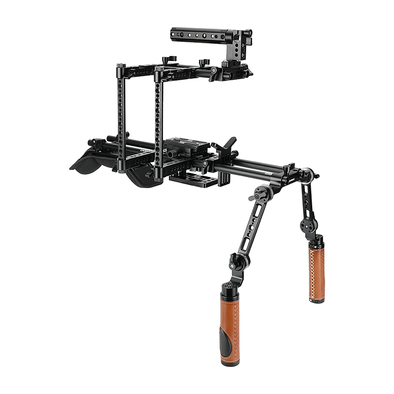 CAMVATE Professional Shoulder Mount Rig Full-equipped With Adjustable Half Cage Manfrotto Quick Release Plate And ARRI Rosette Handgrips