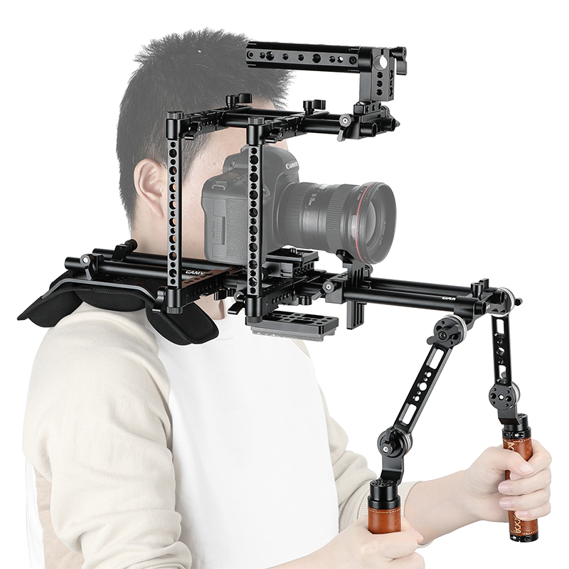 CAMVATE Professional Shoulder Mount Rig Full-equipped With Adjustable Half Cage Manfrotto Quick Release Plate And ARRI Rosette Handgrips