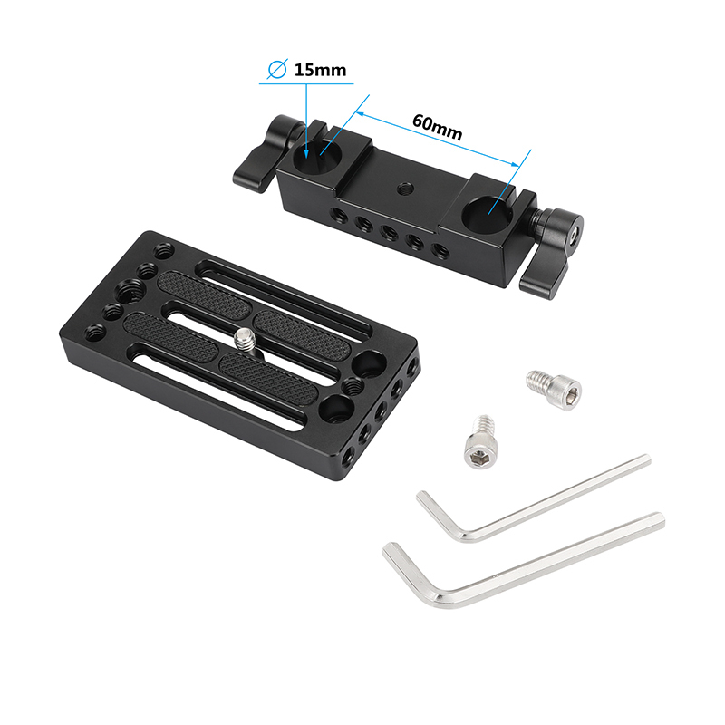 CAMVATE Extended Camera Baseplate Tripod Head Mount With 1/4"-20 Mounting Stud & 15mm Rod Clamp Railblock