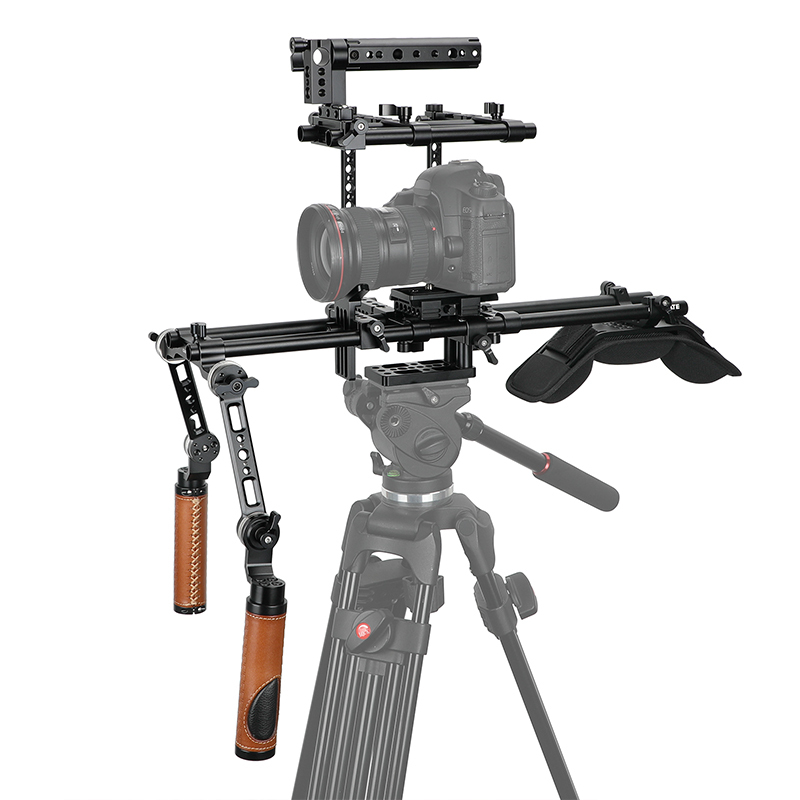 CAMVATE Professional Shoulder Mount Rig Full-equipped With Adjustable Half Cage Manfrotto Quick Release Plate And ARRI Rosette Handgrips