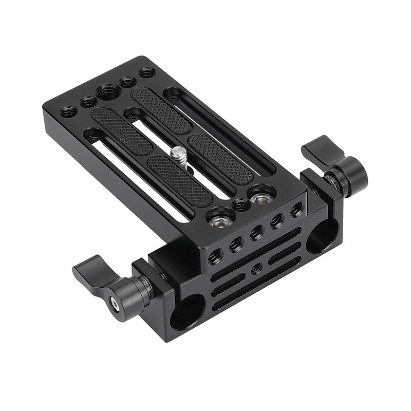 CAMVATE Extended Camera Baseplate Tripod Head Mount With 1/4"-20 Mounting Stud & 15mm Rod Clamp Railblock