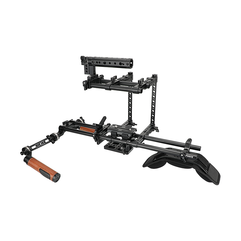 CAMVATE Professional Shoulder Mount Rig Full-equipped With Adjustable Half Cage Manfrotto Quick Release Plate And ARRI Rosette Handgrips