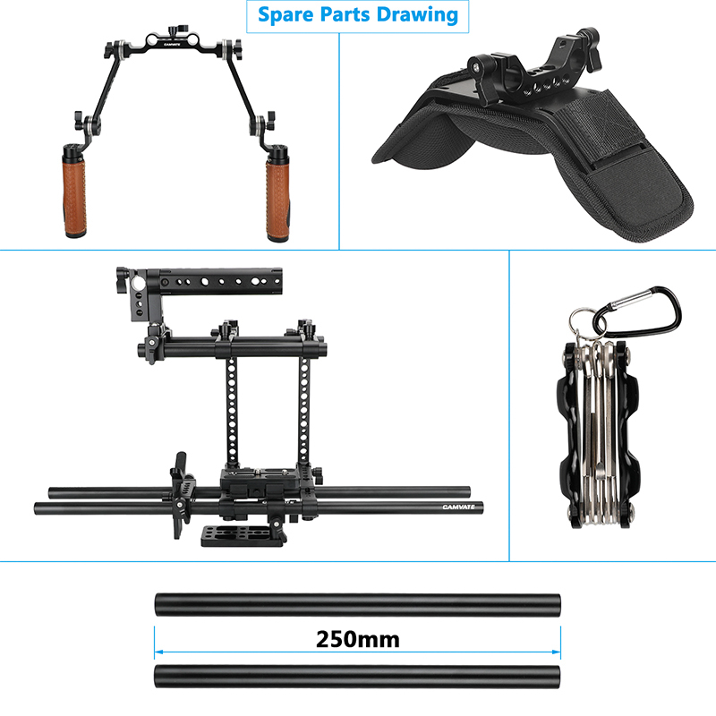CAMVATE Professional Shoulder Mount Rig Full-equipped With Adjustable Half Cage Manfrotto Quick Release Plate And ARRI Rosette Handgrips