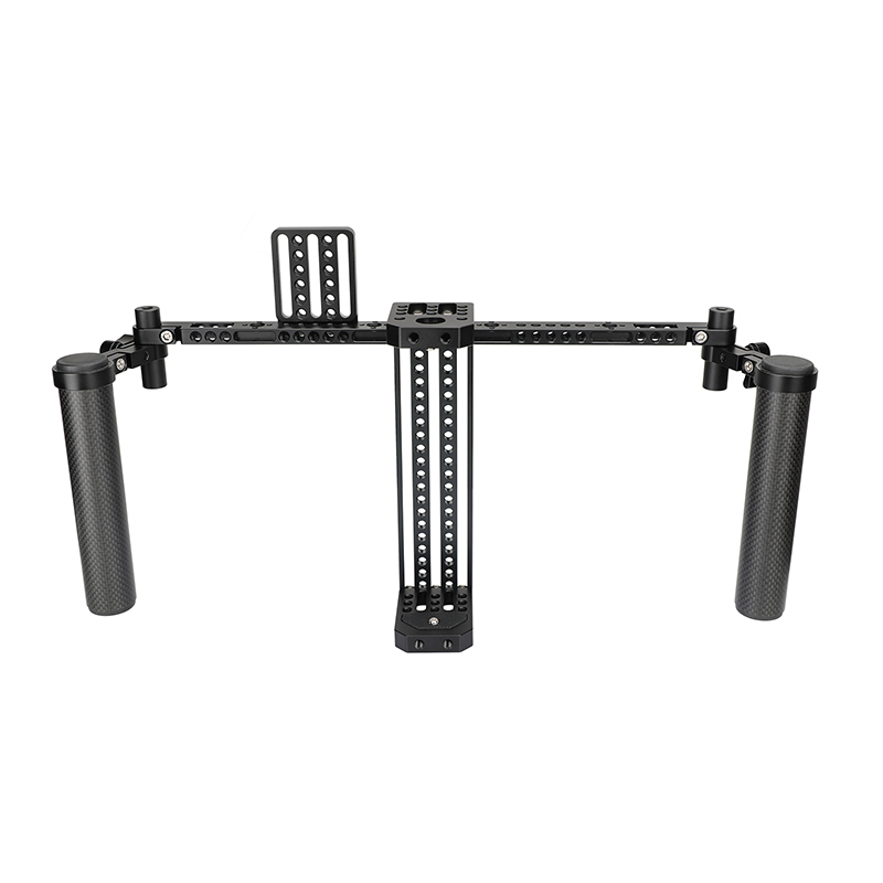 CAMVATE 7" Monitor Cage Rig Adjustable Bracket With Dual Carbon Fiber Handgrip & Back Plate Mount For SmallHD 700 Series