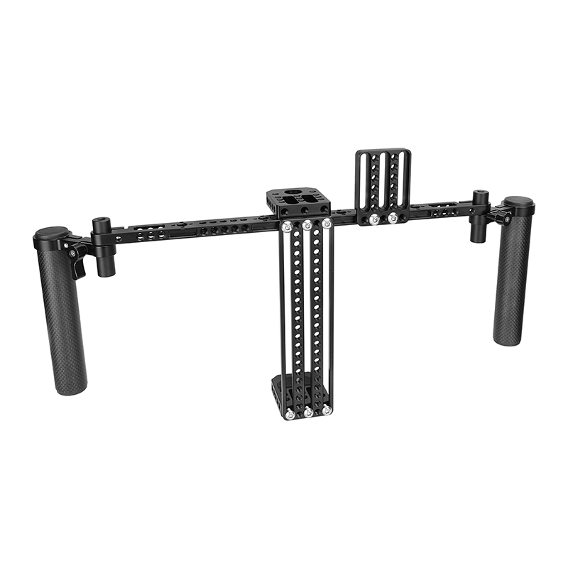 CAMVATE 7" Monitor Cage Rig Adjustable Bracket With Dual Carbon Fiber Handgrip & Back Plate Mount For SmallHD 700 Series