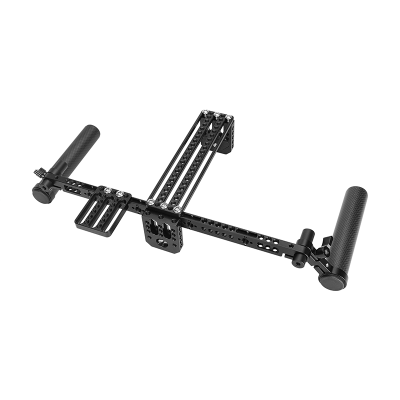 CAMVATE 7" Monitor Cage Rig Adjustable Bracket With Dual Carbon Fiber Handgrip & Back Plate Mount For SmallHD 700 Series