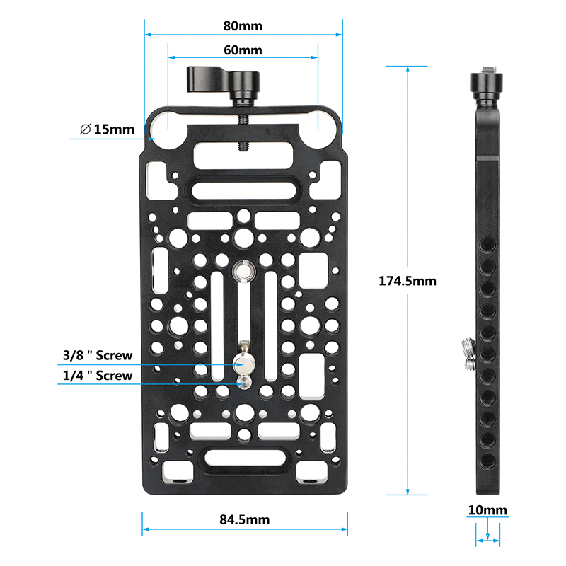 CAMVATE Battery Backboard Cheese Plate With 15mm Rod Clamp One-piece For V Lock Power Supply Plate Power Splitter Adapter