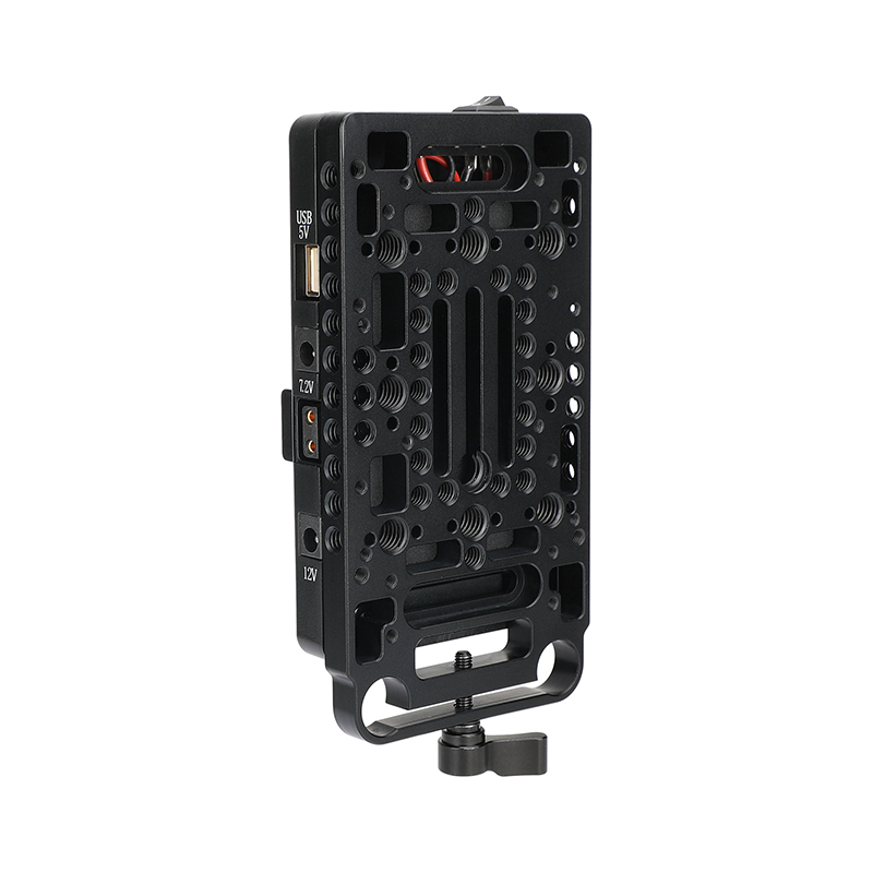 CAMVATE Quick Release V Lock Power Splitter Battery Mount With Backboard Plate & 15mm Rail Block Rod Clamp