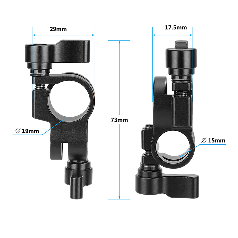 CAMVATE Standard 15mm To 19mm Rod Clamp Adapter Perpendicular Railblock For DSLR Camera Cage Rig